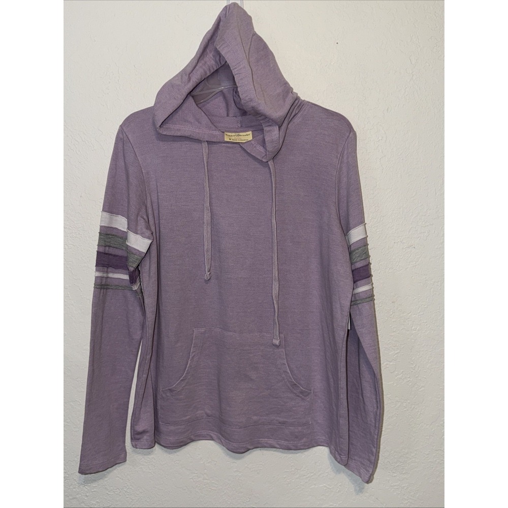 Bobbie Brooks Womens Purple Striped Sleeve‎ Super Cozy Hoodie Small NWT
